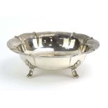 A Norwegian shallow silver bowl of flowerhead form on four foliate feet, Albert Carlsen, d.