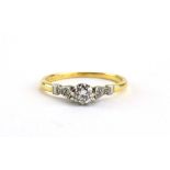 An 18ct yellow gold ring set brilliant cut diamond in an eight claw setting,