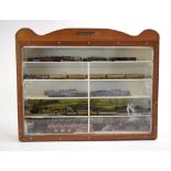 An oak cased diorama containing an arrangement of Micromodels locomotives,