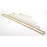 A 9ct yellow gold ropetwist and elongated link necklace,