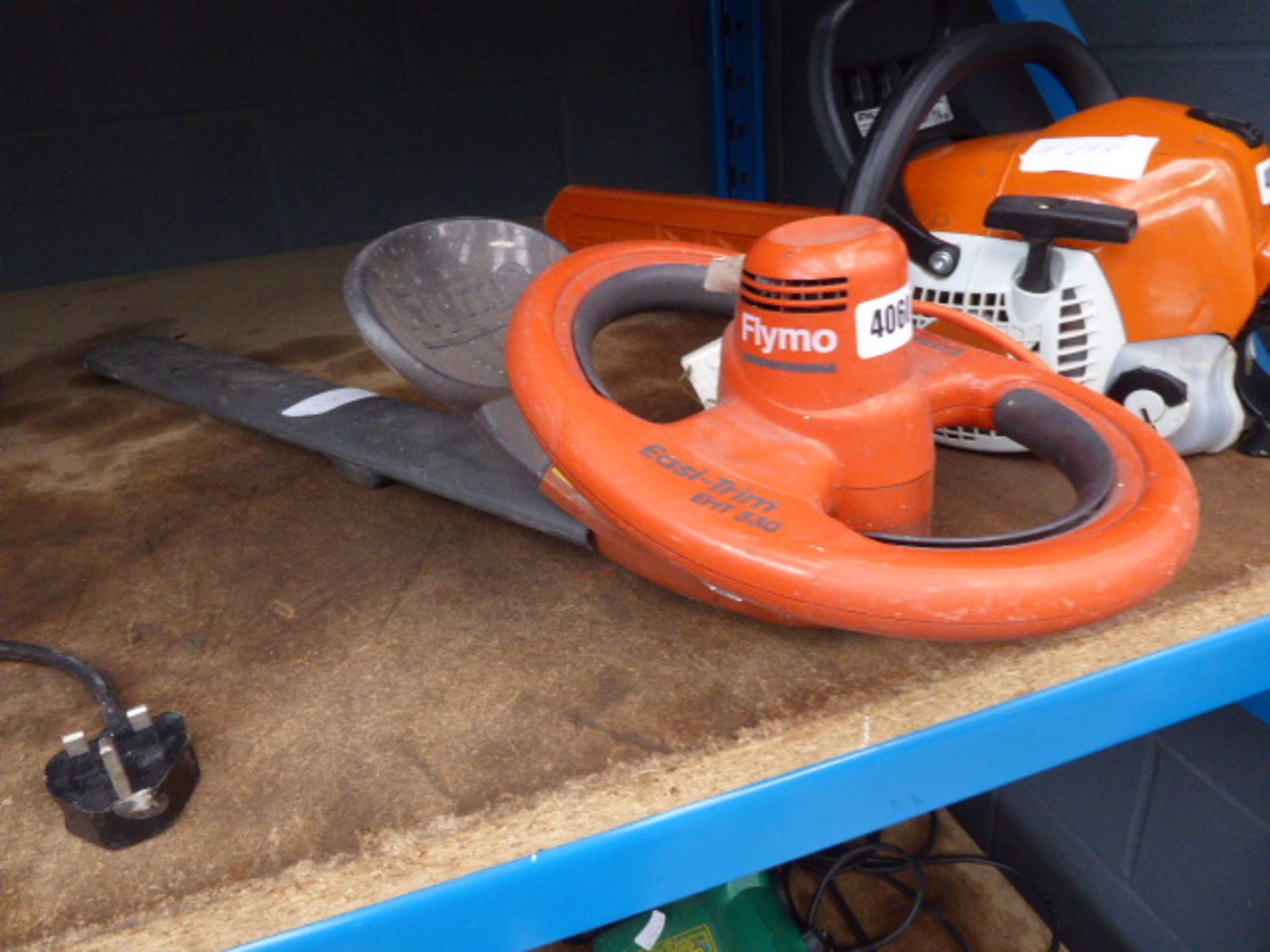 Electric Flymo hedge trimmer