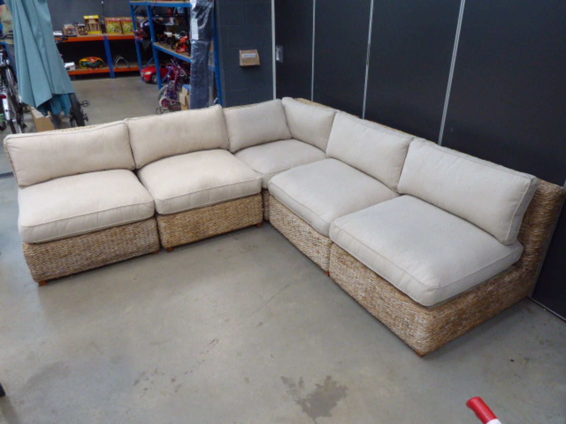 Rattan corner garden sofa with oatmeal cusions