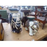 3 small stools/footstools supported by elephants