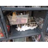 Cage containing silver plate to include serving dishes, a toast rack, hot water jugs and teapots