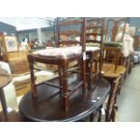 (7 and 17) Ercol style dropside table, plus 4 ladderback oak chairs with drop in seats
