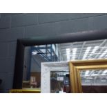 (6) Large rectangular mirror in black painted frame