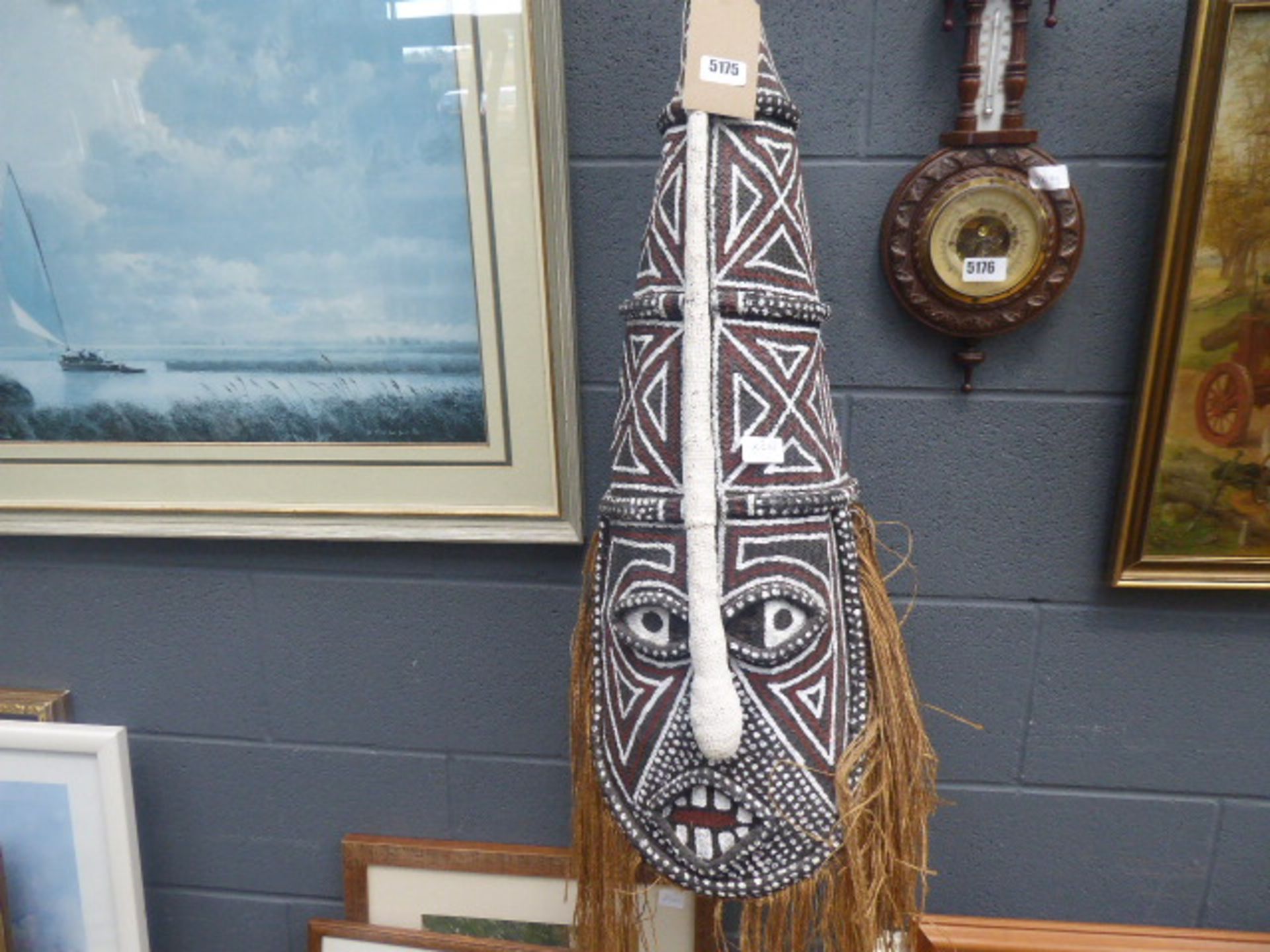 Large woven grass African mask