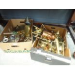 2 boxes of copper and brassware