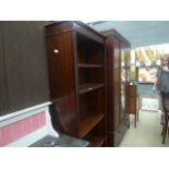 Reproduction mahogany open fronted bookcase