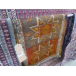 (17) Woolen Iranian mat in orange and grey