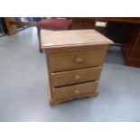 5109 - Pine 3 drawer bedside cabinet