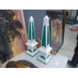 (16) 2 small marble obelisks