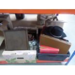 2 boxes of jewellery box, cards, felt hat, character jug, ornaments and china