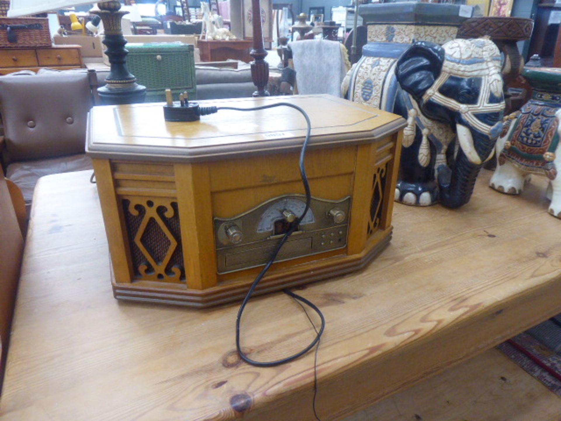 Steepletone cassette, radio and CD player together with a turntable