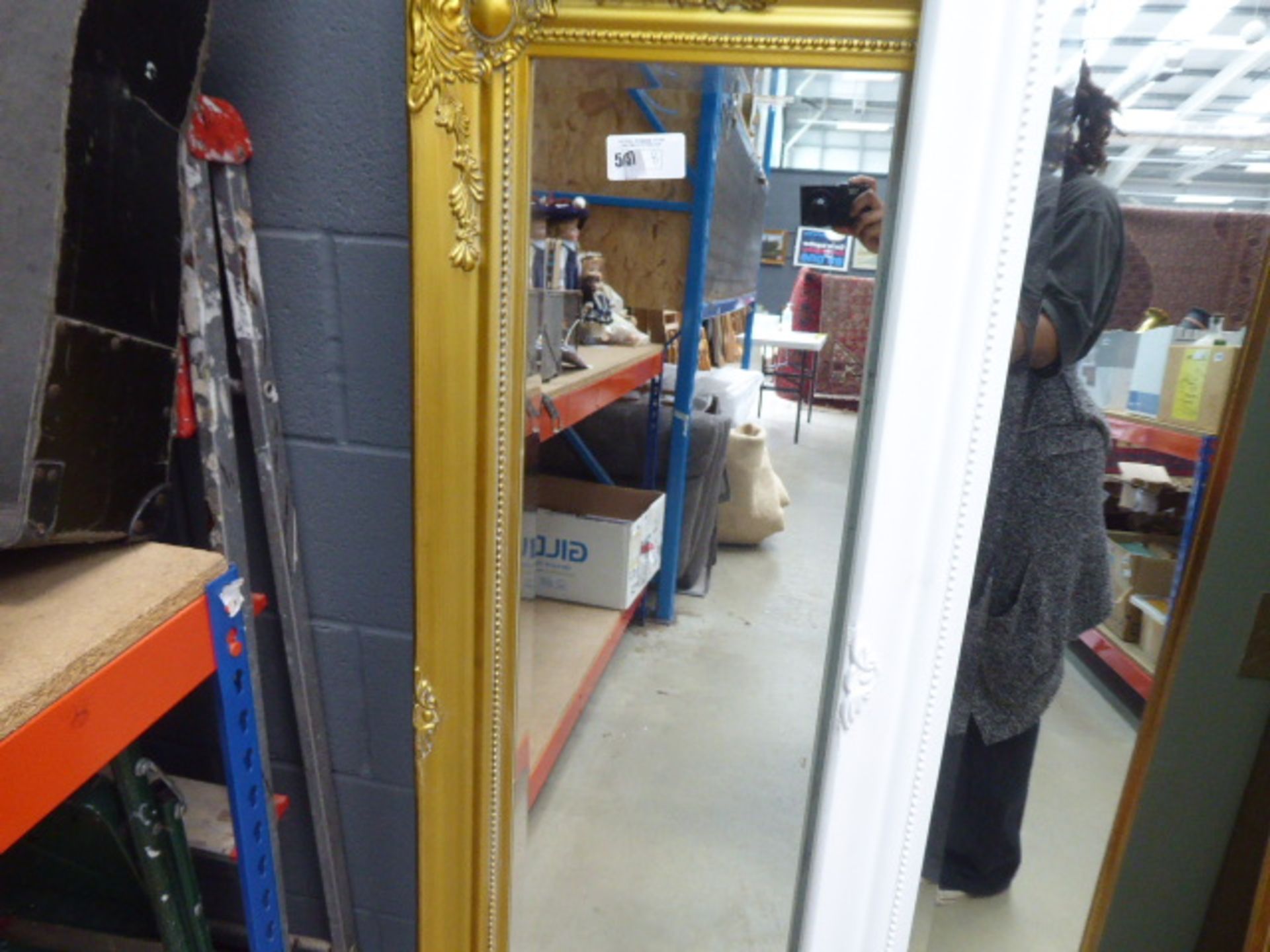 (8) Rectangular bevelled mirror in gilt frame