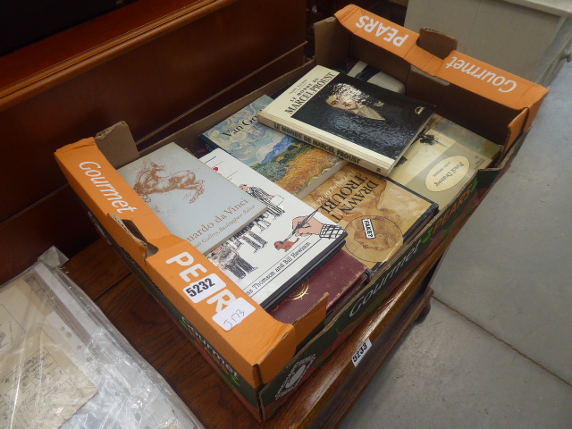 Box containing art related reference books