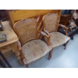 5081 - 2 begere backed armchairs with floral covered seats