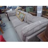 Brown fabric modular 3 seater sofa