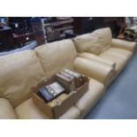5177 Pair of tan leather 2 seater Ital sofas