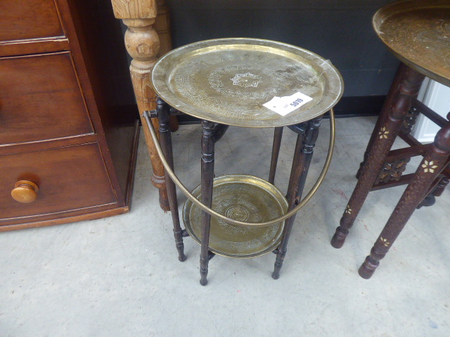 2 tier brass and wooden framed cake stand