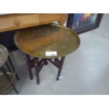 Middle Eastern brass topped folding occasional table