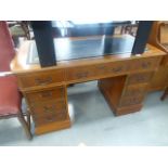 5050 - Yew and leather topped knee hole desk