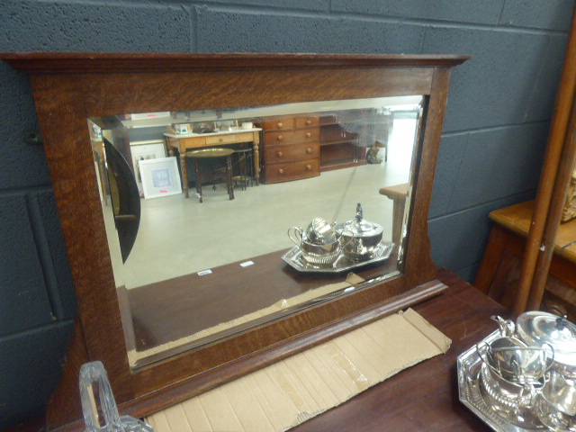 5014 - Oak framed over mantle mirror