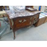 (1) Large French 2 drawer commode with marble surface (af)