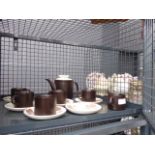 Cage containing J&G meakin maidstone patterned crockery