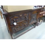 (12) Oak sideboard with carved panels