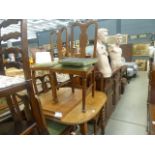 (5) Extending oak dining table plus 5 Queen Anne style chairs