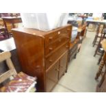 Oak chest of 3 drawers over a cupboard