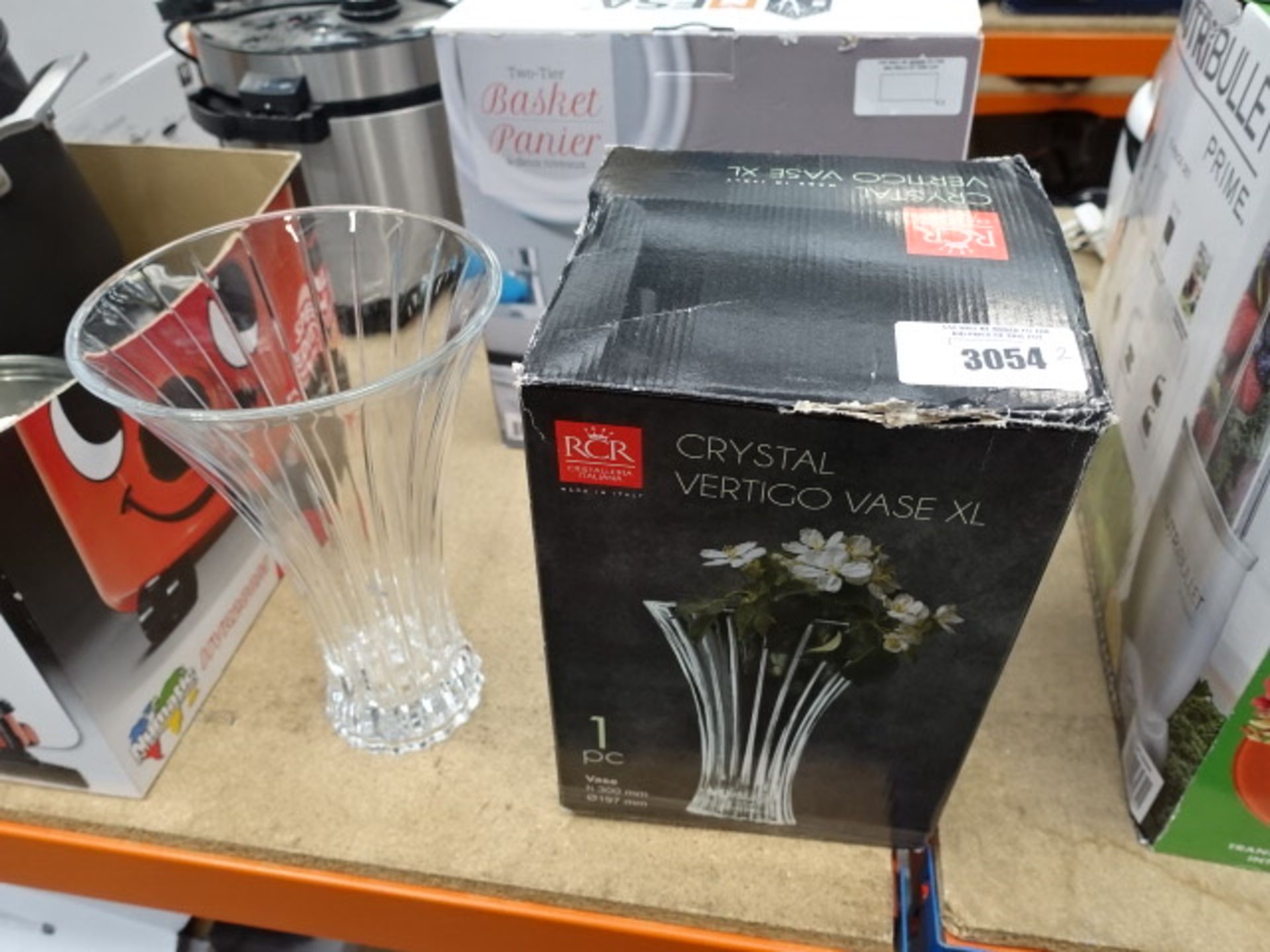 1 boxed plus 1 unboxed crystal vertigo vases