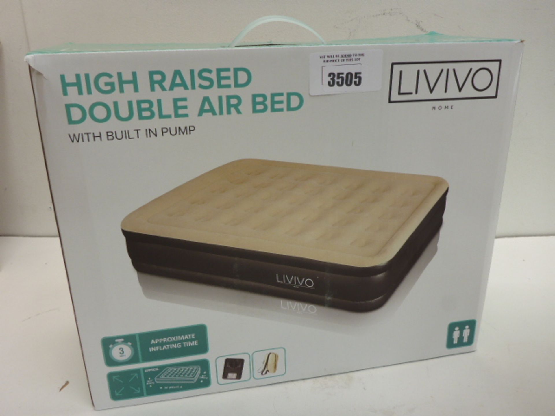 Livivo high raised double air bed with built in pump