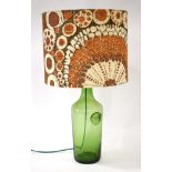 A 1960/70's moulded green glass table lamp in the manner of Holmegaard CONDITION REPORT: