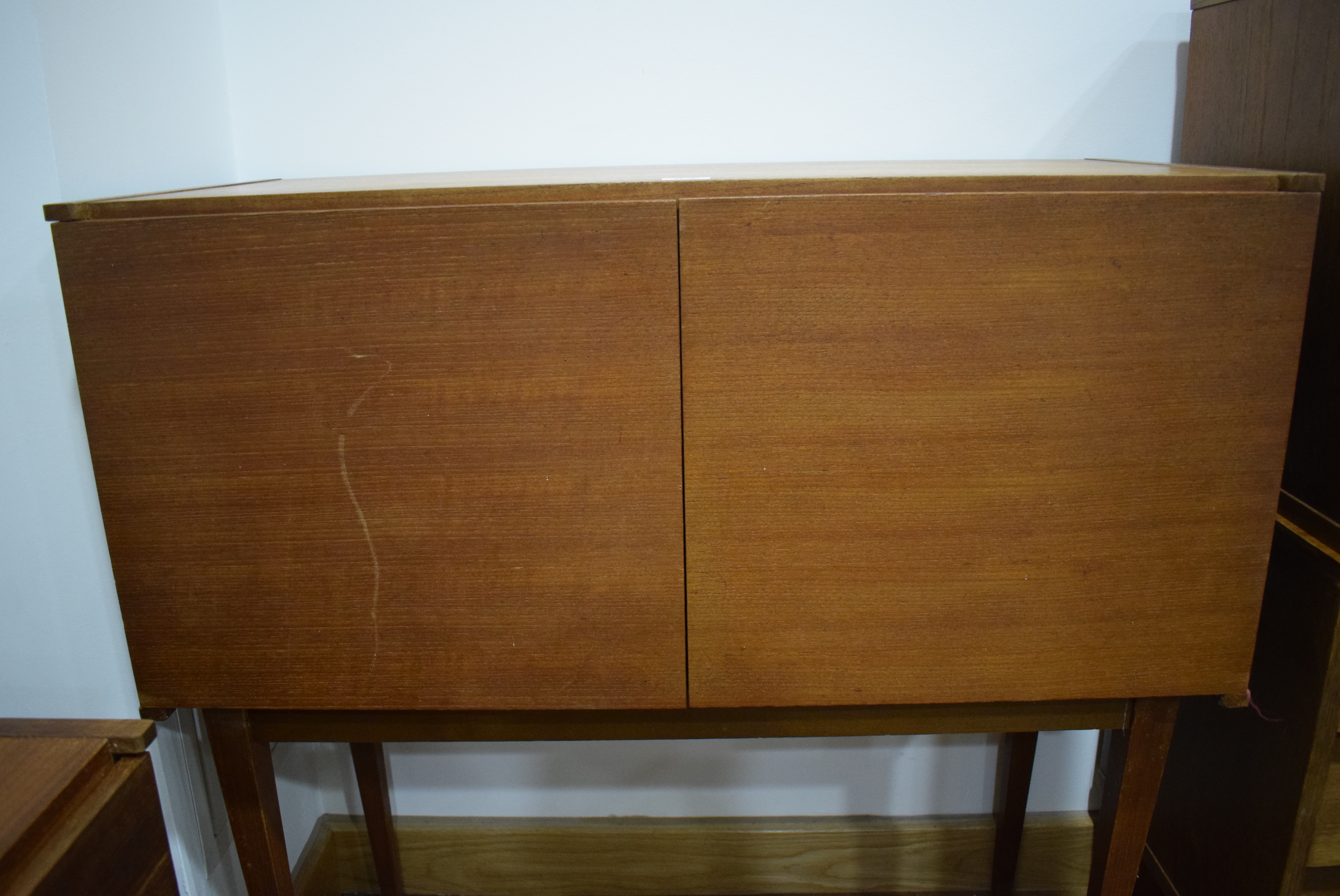 A 1970's teak twin-door cabinet on square tapering legs, w. - Image 5 of 8