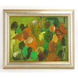 20th Century School, Abstract shapes and colours, unsigned, oil on board,