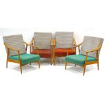 A set of four 1950/60's Czech armchairs with beech frames,