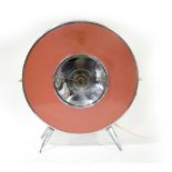 A 1960's Sofono pink enamelled heater of circular form with chromed supports CONDITION
