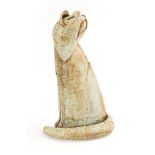 A studio pottery figure modelled as a seated cat, h.
