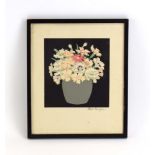 John Hall Thorpe (1874-1947), a vase of flowers, signed, coloured print,