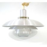 An aluminium three-tier pull-down ceiling light CONDITION REPORT: Working order