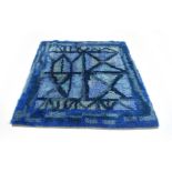 A 1970's blue woolen rya rug,