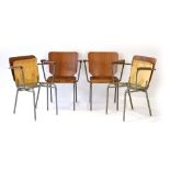 A set of seventeen 1960's bentwood and tubular stacking armchairs,