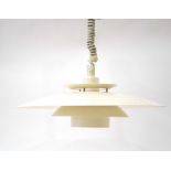 A 1970's cream enamelled three-tier ceiling light CONDITION REPORT: Working order