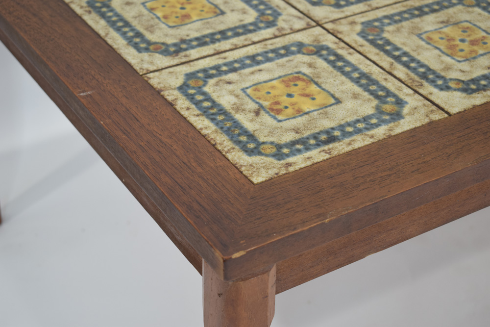 A 1970's teak coffee table, the surface inset with eighteen matching tiles, - Image 2 of 2