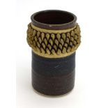A 1960/70's studio pottery vase with pointed scale-type bands, possibly by Scott Marshall,