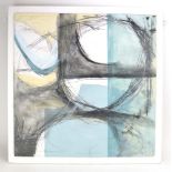 Scott Stuart (20th Century), An abstract, blue forms and graphite lines, attribution verso,