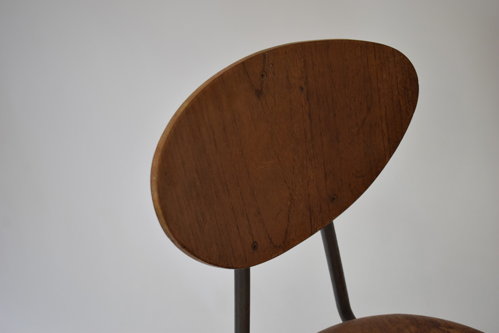 A pair of 1950/60's teak 'Dot'-style stools with matching back rests on tubular legs - Image 4 of 7