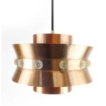 A 1970's copper coloured and orange enamelled ceiling light CONDITION REPORT: